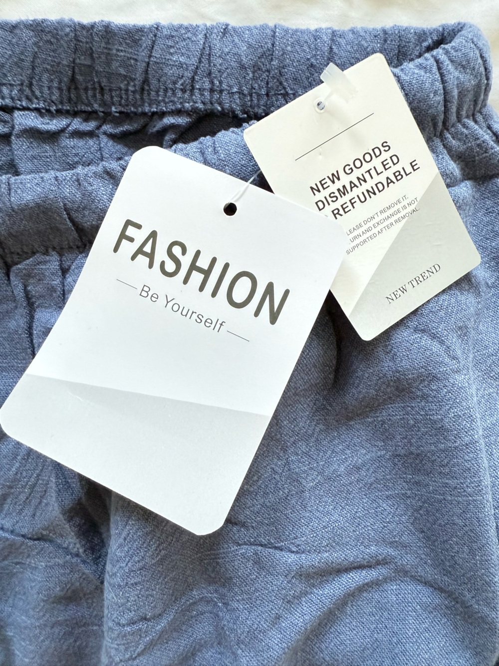 NWT - Blue Linen Pants with Stretchy Drawstring Waist - Size Medium - Picture 6 of 7